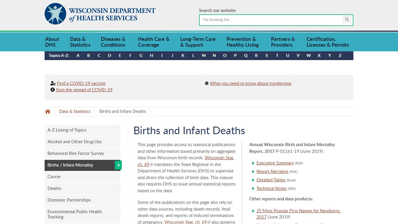 Births and Infant Deaths | Wisconsin Department of Health ...